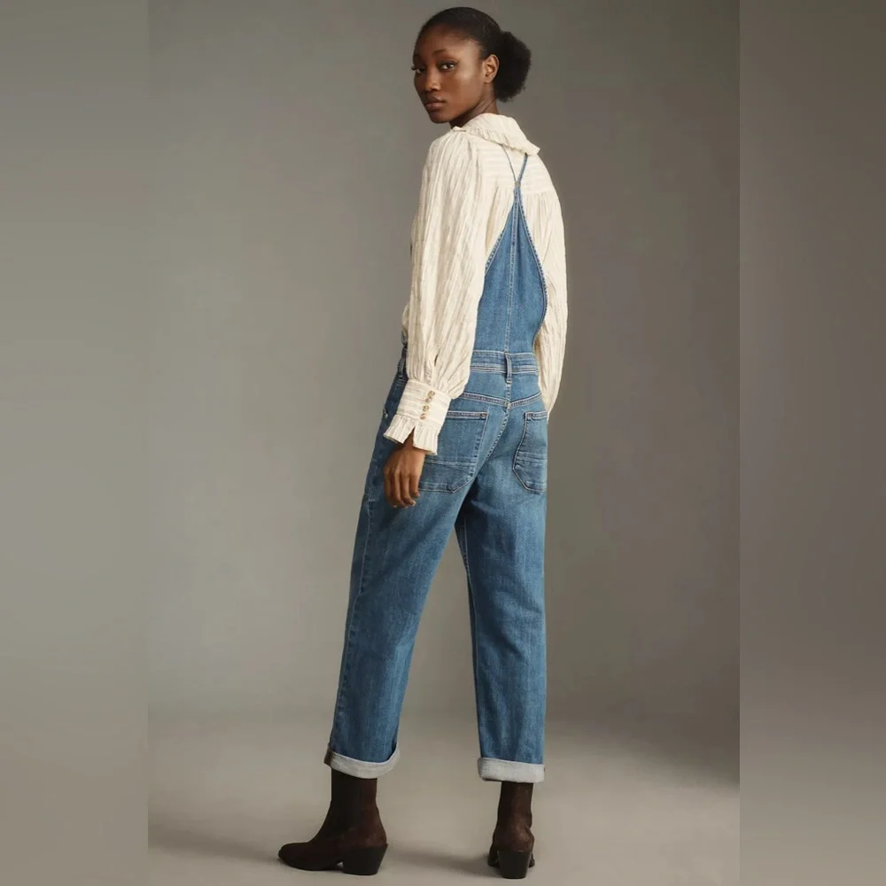 Pilcro Anthropologie painter Blue Denim Overalls size 26 - Picture 8 of 10
